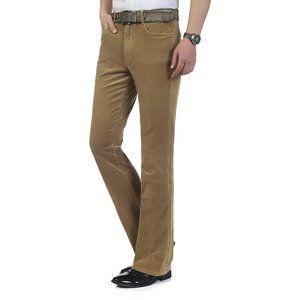 NWT Men's Corduroy Bell Bottom Flares Pants Slim Fit Vintage Bootcut Trousers
